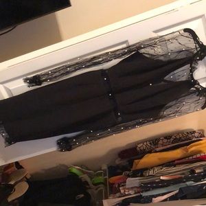 Black midi sheer beaded dress